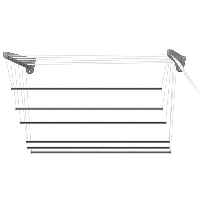 Jumbo CS106-2 InoxSteed120 Stendino a Parete Soffitto Acciaio Inossidabile 120 cm Sistema Saliscendi 6 Bacchette 7.2 m Made in Italy