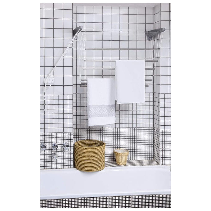 Jumbo CS106-2 InoxSteed120 Stendino a Parete Soffitto Acciaio Inossidabile 120 cm Sistema Saliscendi 6 Bacchette 7.2 m Made in Italy