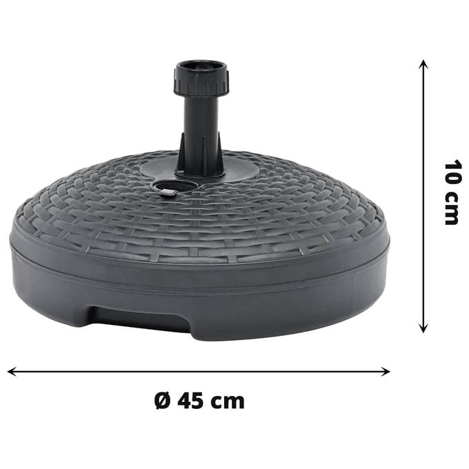 Plastica Adriatica 727129 Base per Ombrellone Tonda Effetto Rattan 46 cm Riempibile Acqua o Sabbia 22 L colore Antracite