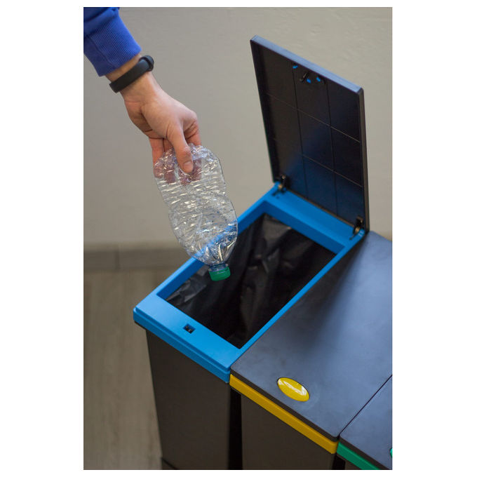 Smarty, Pattumiera Differenziata Ecobin, 63 L, 3 Contenitori, Nero