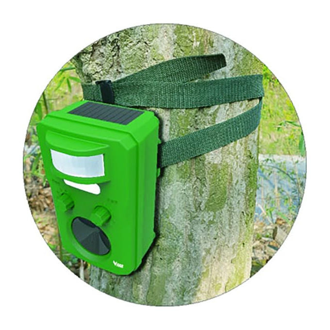 Vigor 9754910 CROW Scacciavolatili Ultrasuoni Solare Dissuasore Volatili Sensore PIR 8m