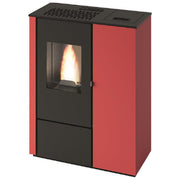 Punto Fuoco, Stufa a Pellet Slim Aurora 8 Kw, Rossa, Con Telecomando, 5 Stelle
