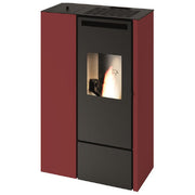 Punto Fuoco, Stufa a Pellet Canalizzata Clelia 11kW, Slim, Acciaio, Rosso