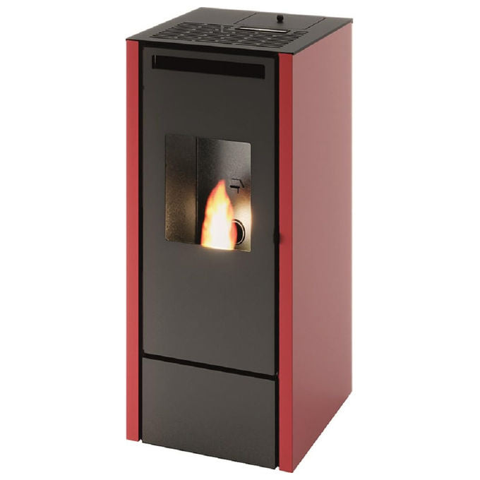 Punto Fuoco, Stufa a Pellet Vivian, 11kW, Rosso, Con Telecomando, 5 Stelle