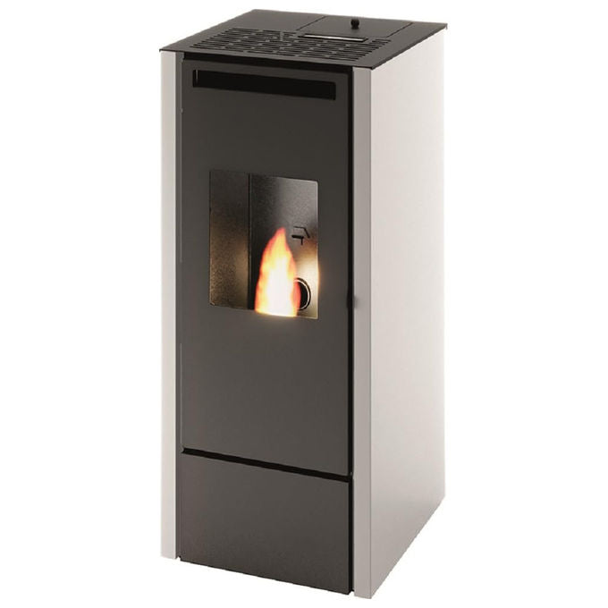 Punto Fuoco, Stufa a Pellet Vivian 11 Kw, Acciaio Verniciato, 200-300 m³, Bianco