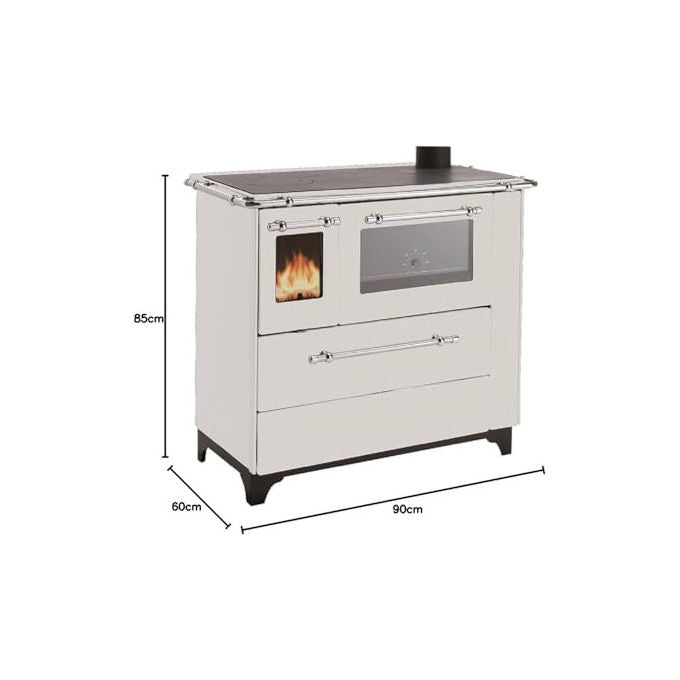 Palazzetti Lelio, Cucina a Legna Betty 4,5, 100x65x85h cm, Bianco