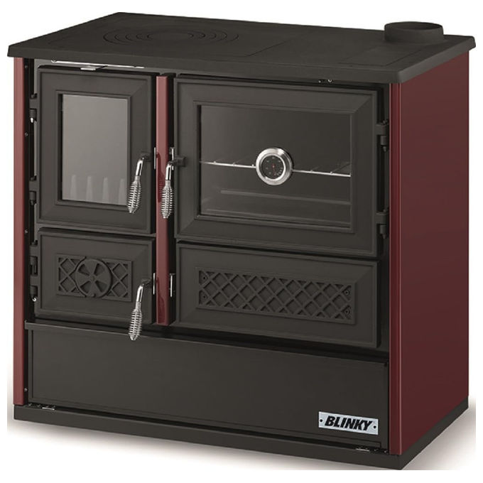 Blinky, Stufa a Legna con Forno Rossella, 9,1kW, 120 m2, Rossa