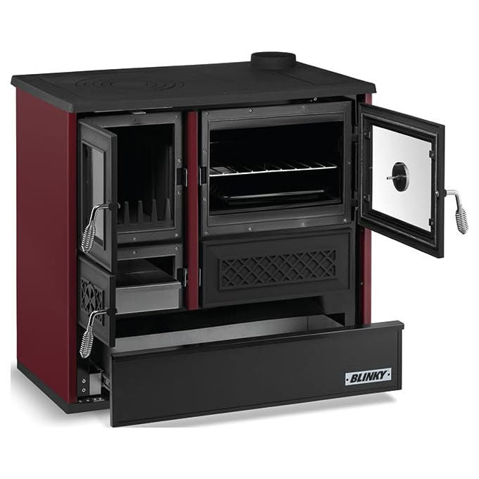 Blinky, Stufa a Legna con Forno Rossella, 9,1kW, 120 m2, Rossa