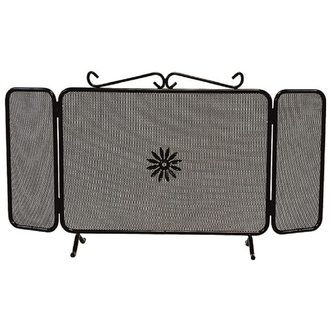 Parascintille in ferro battuto con ante, 90x48,5 cm