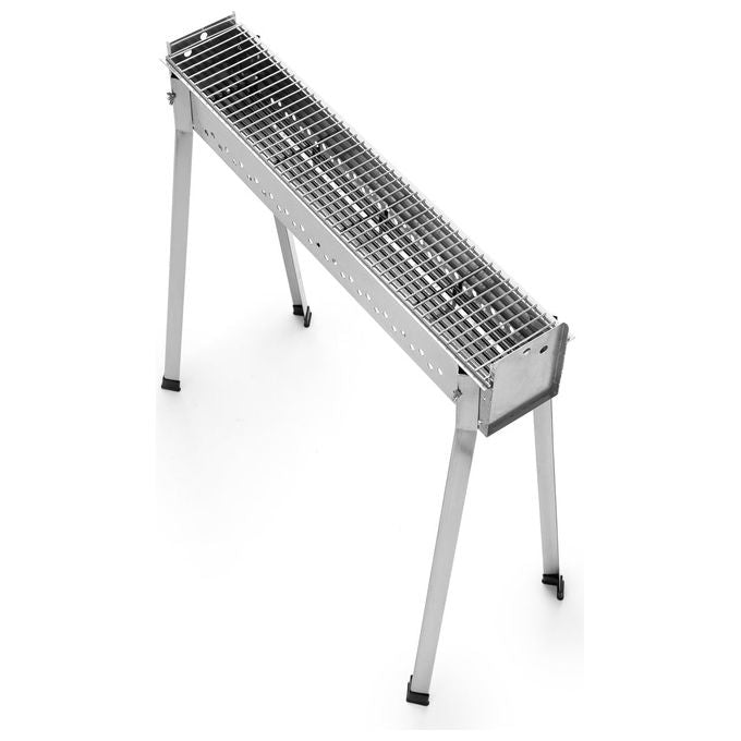 Ompagrill, Barbecue per Arrosticini in Acciaio Inox, con Gambe Rimovibili, 81x30 cm