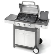 Ompagrill Barbecue a Gas con Fornello Laterale 3 Bruciatori Acciaio Inox Indianapolis 4-B
