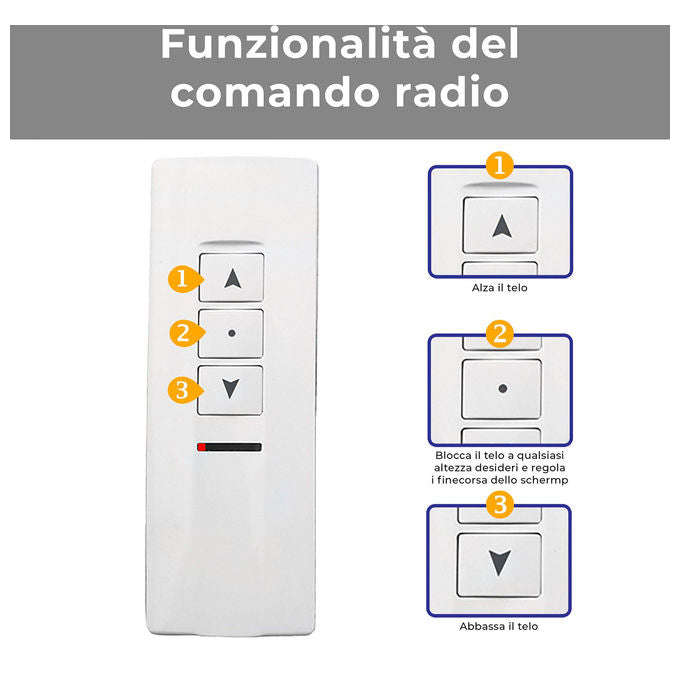 Provis, Visual Telecomando Radiofrequenza Premium, KIT_ Trasmettitore Ricevitore, Schermi Motorizzati