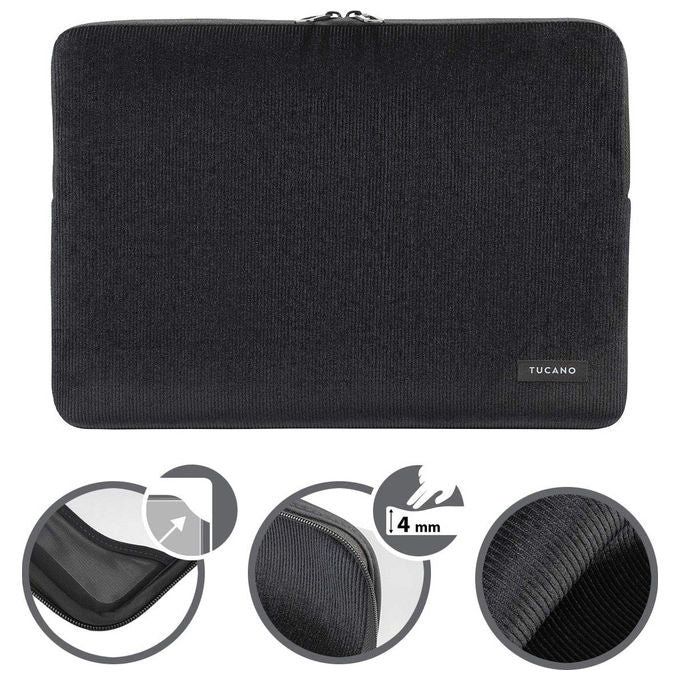 Tucano BFVELMB16-BK Velluto Custodia Sleeve Neoprene per MacBook Pro 16 e Laptop 15.6 colore Nero