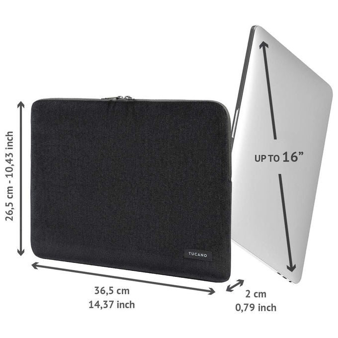 Tucano BFVELMB16-BK Velluto Custodia Sleeve Neoprene per MacBook Pro 16 e Laptop 15.6 colore Nero