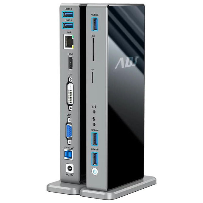 Adj, Docking Station 15-in-1 USB 3.0 Multi Display, Alluminio Antigraffio, York