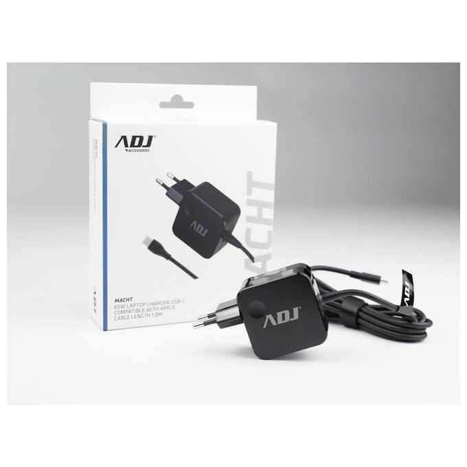Adj, Alimentatore Notebook USB-C, 65W, Compatibile Apple Lenovo Dell