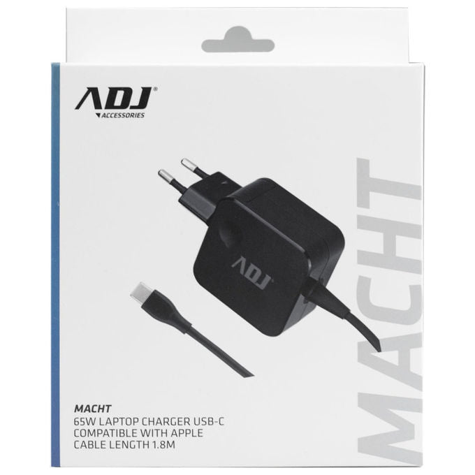 Adj, Alimentatore Notebook USB-C, 65W, Compatibile Apple Lenovo Dell