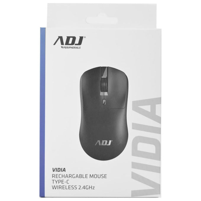 Adj, Mouse Wireless, Ricaricabile Type-C, 1600 DPI, 3 Tasti, PlugandPlay