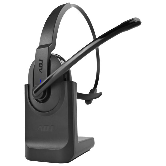 ADJ, Cuffie Mono Split con Microfono Bluetooth, Cancellazione Rumore AI, Base di Ricarica, Nero
