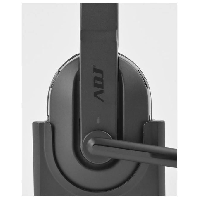 ADJ, Cuffie Mono Split con Microfono Bluetooth, Cancellazione Rumore AI, Base di Ricarica, Nero