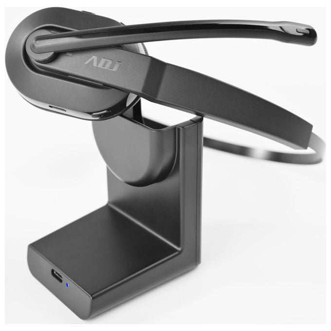 ADJ, Cuffie Mono Split con Microfono Bluetooth, Cancellazione Rumore AI, Base di Ricarica, Nero