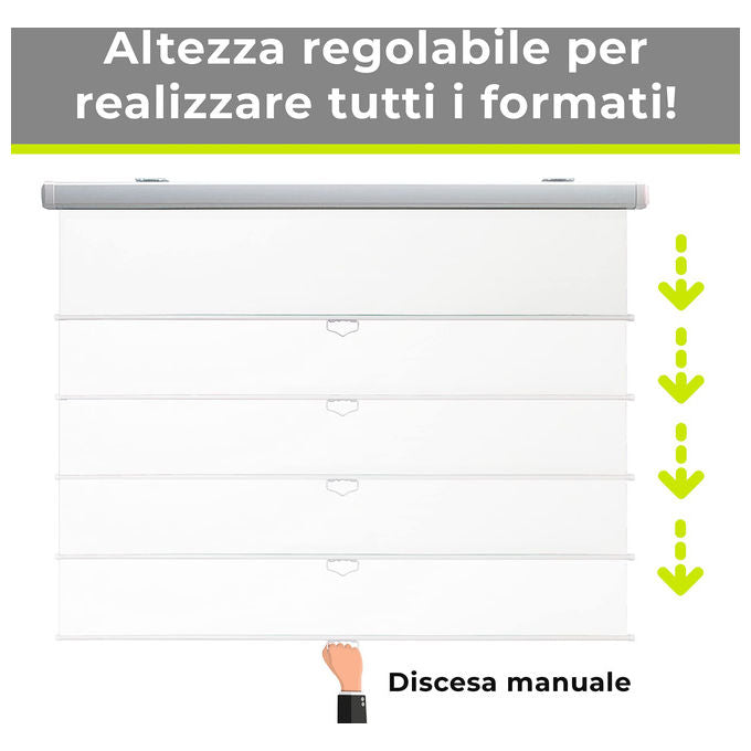 Gainup, Schermo Proiettore Manuale, 200x200 cm, A Molla, Telo Bianco Ottico