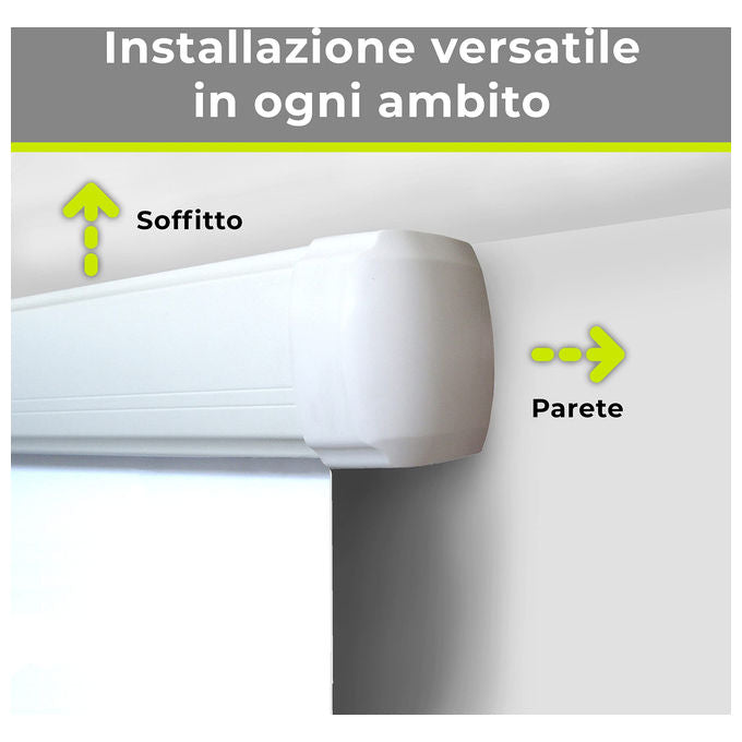 Gainup, Schermo Proiettore Manuale, 200x200 cm, A Molla, Telo Bianco Ottico