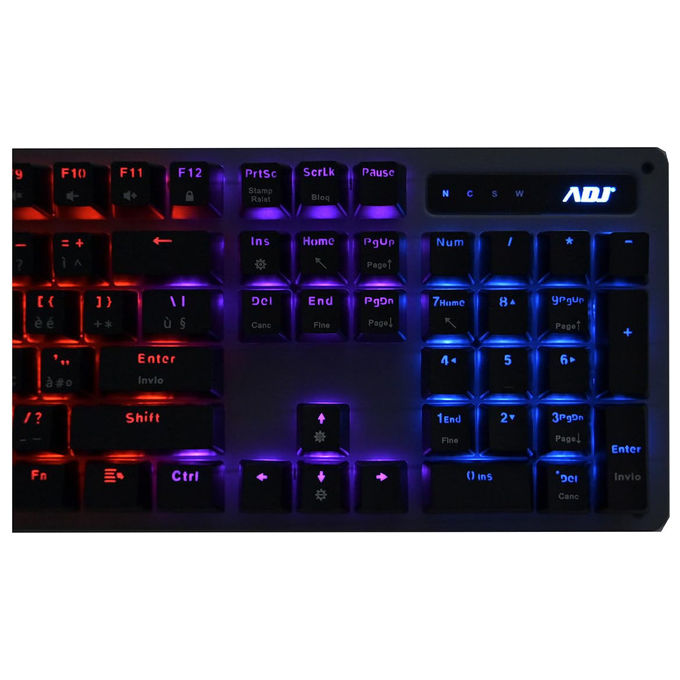Adj, Tastiera Meccanica Bryck, 104 Tasti, Layout Italiano, Retroilluminazione LED, Nera
