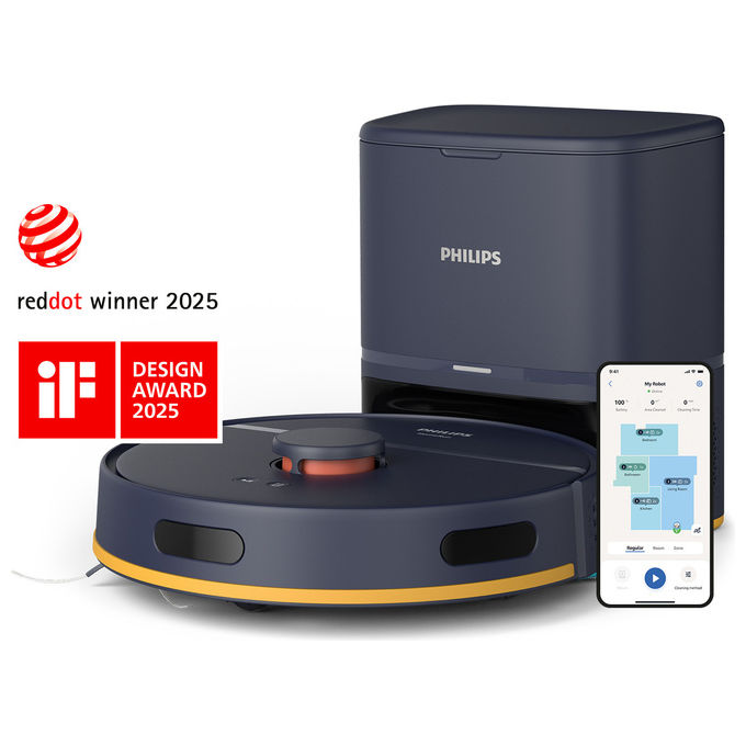 Philips, HomeRun Serie 2000 XU2100, Robot Aspirapolvere e Lavapavimenti, Blu Notte