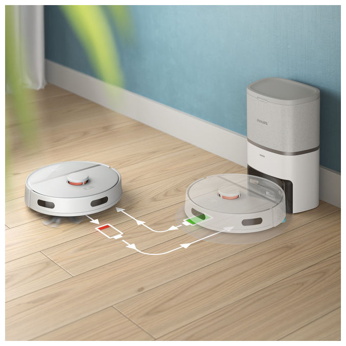 Philips XU3110-02 HomeRun 3000 Series Aqua Robot Aspirapolvere e Lavapavimenti 4000 Pa 0,35 L autonomia 230 min Wi-Fi colore Grigio