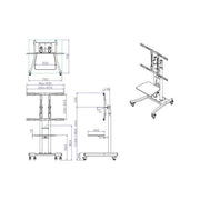 Value, Supporto Display Espositivo, 81-254 cm, 125 kg, Nero, Carrello Mobile TV