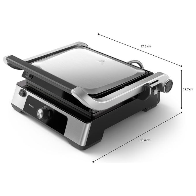 Philips HD6301-90 Serie 5000 Grill Elettrico Bistecchiera 2200W Apertura 180° Piastre Rimovibili colore Nero