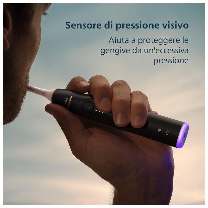 Philips, Spazzolino Elettrico Sonico, 3 Modalita', 3 Intensita', Set Bianco e Nero con Custodia, HX7419-01