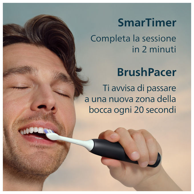 Philips, Spazzolino Elettrico Sonico, 3 Modalita', 3 Intensita', Set Bianco e Nero con Custodia, HX7419-01