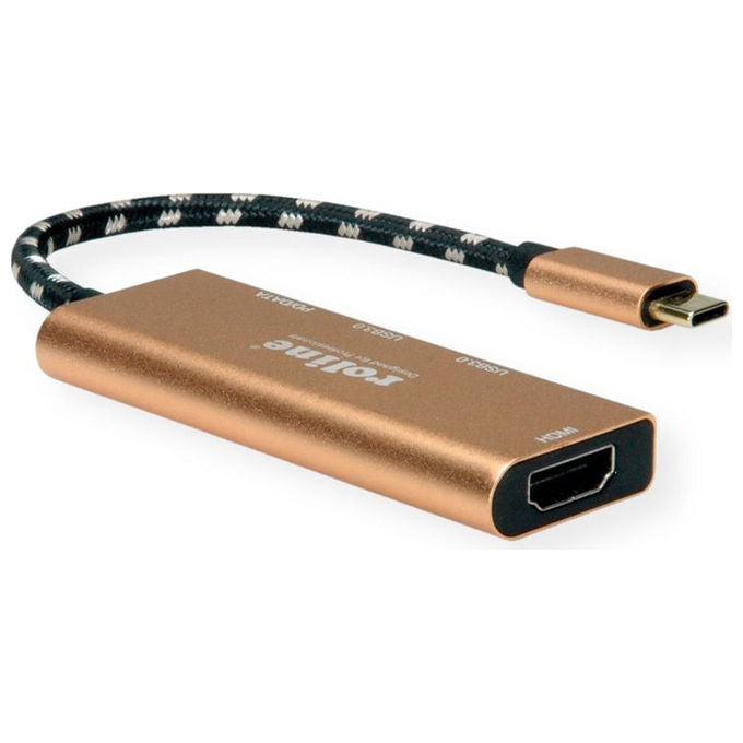 Roline, Docking Station USB-C, HDMI 4K, 2x USB 3.2 Gen 1, Oro, Alluminio