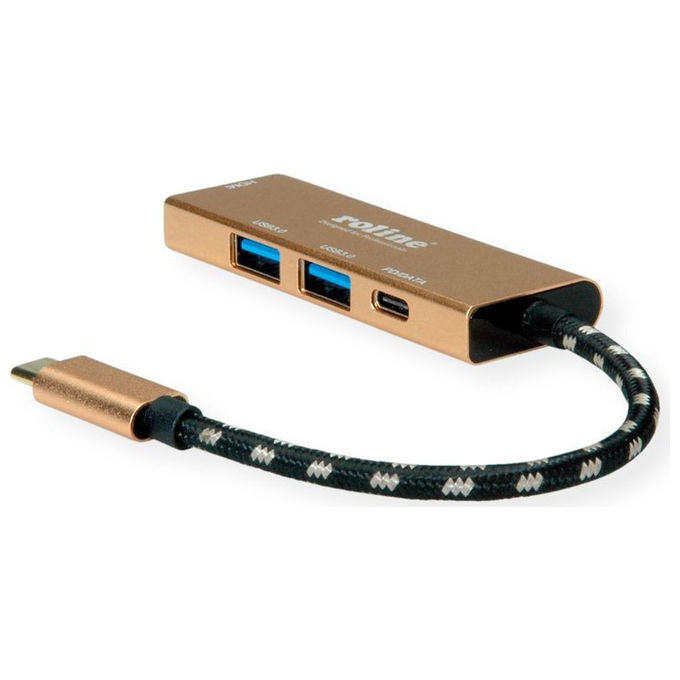 Roline, Docking Station USB-C, HDMI 4K, 2x USB 3.2 Gen 1, Oro, Alluminio