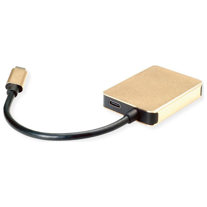 Roline, Stazione Docking USB Type-C, HDMI, 2xUSB-A, PD 60W, 4K, Oro-Nero