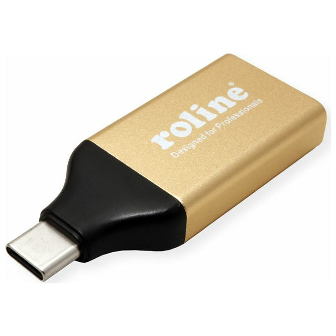 Roline, Adattatore USB-HDMI, Type-C Maschio-HDMI Femmina, 4K, Nero-Oro