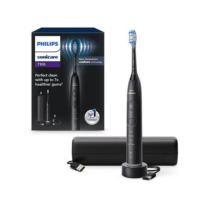 Philips, Sonicare Serie 7100 Spazzolino Elettrico Sonico, Nero, Con Base e Custodia, HX7421-01