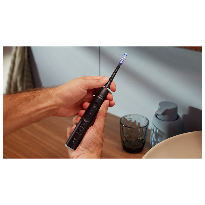 Philips, Sonicare Serie 7100 Spazzolino Elettrico Sonico, Nero, Con Base e Custodia, HX7421-01
