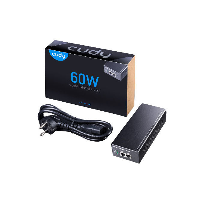 Cudy, Iniettore Gigabit PoE+-PoE 60W, Adattatore Ethernet, Nero