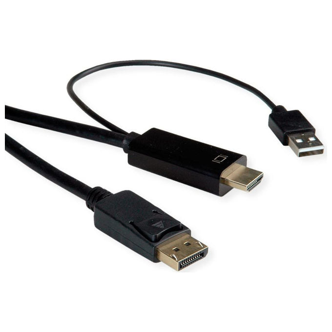 Roline, Cavo UHDTV DisplayPort, 2 m, Nero, HDMI + USB, Schermato