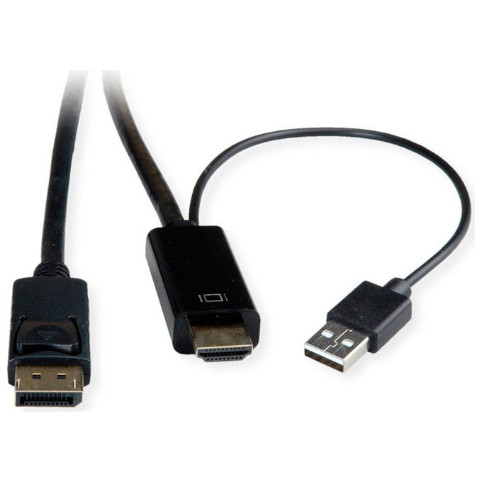 Roline, Cavo UHDTV DisplayPort, 2 m, Nero, HDMI + USB, Schermato