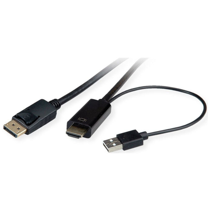 Roline, Cavo UHDTV DisplayPort, 2 m, Nero, HDMI + USB, Schermato