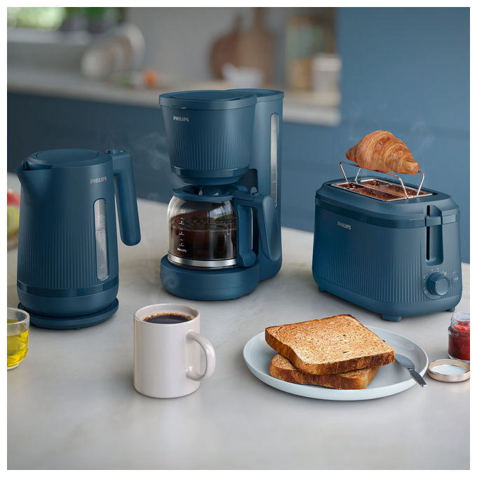 Philips HD2511-70 Serie 3000 Tostapane 2 Fette 900W 8 Livelli Doratura Griglia Scaldabriosche colore Blu