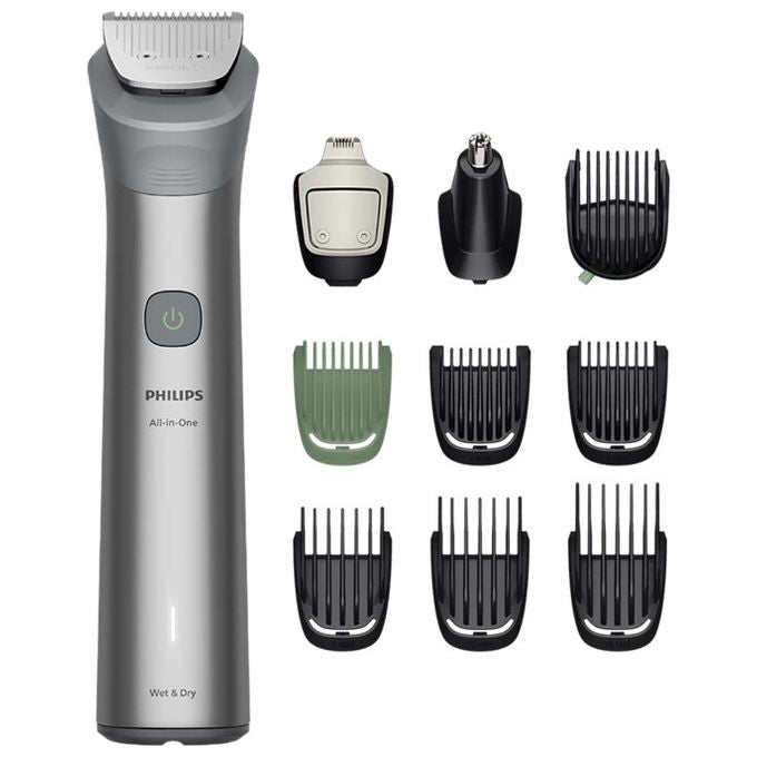 Philips, Rifinitore All-in-One Multigroom MG5921-15, 10 Accessori, Viso Capelli Corpo, Grigio chiaro