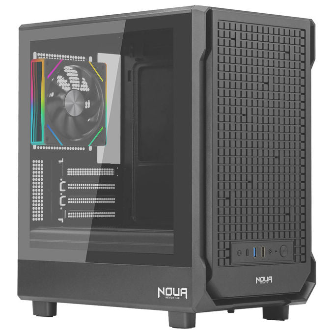 Noua, Case PC Gaming micro-ATX Micro Tower, Ventola Led ARGB 120 mm, USB 3.0, Nero