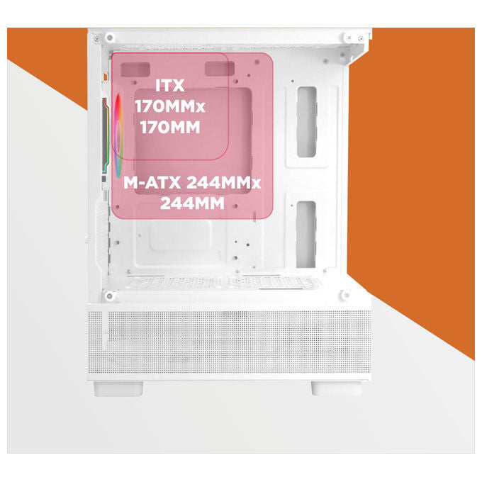 Noua, Case PC Micro-ATX, Design Mesh, Mini Tower Gaming Doppia Camera, Bianco