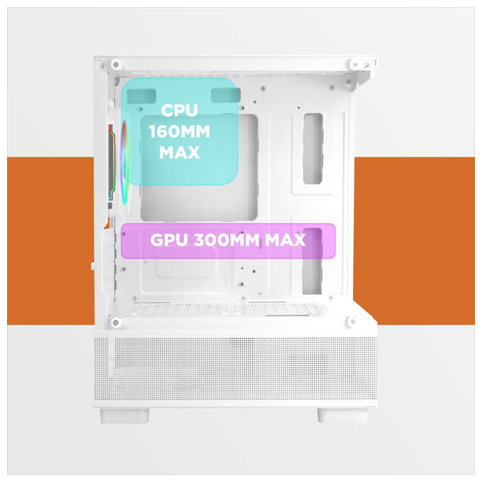 Noua, Case PC Micro-ATX, Design Mesh, Mini Tower Gaming Doppia Camera, Bianco