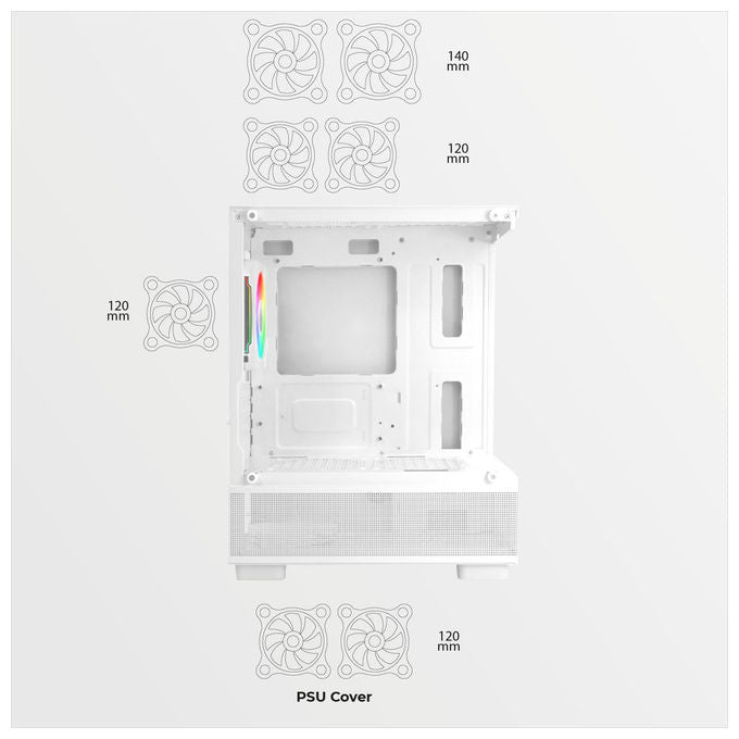 Noua, Case PC Micro-ATX, Design Mesh, Mini Tower Gaming Doppia Camera, Bianco